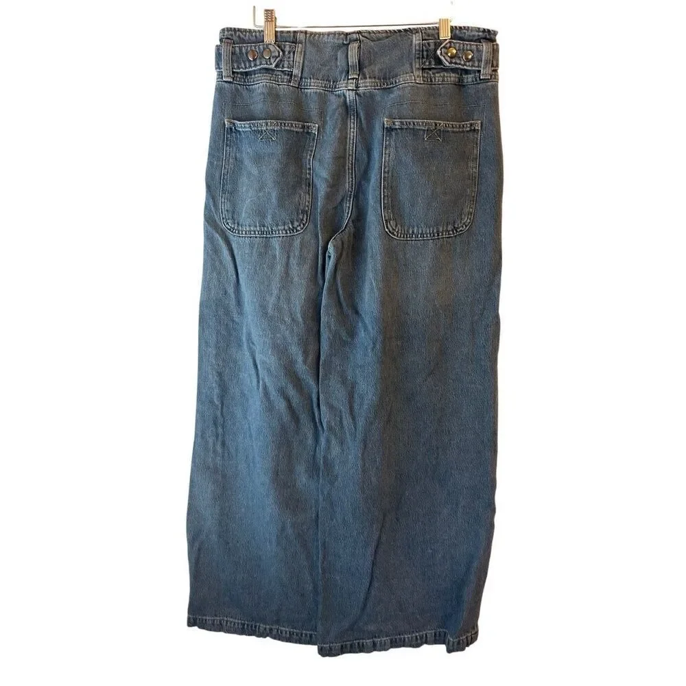 Care FP Super Sweeper Button Fly Wide-Leg Flood Jeans sz M - Picture 4 of 11